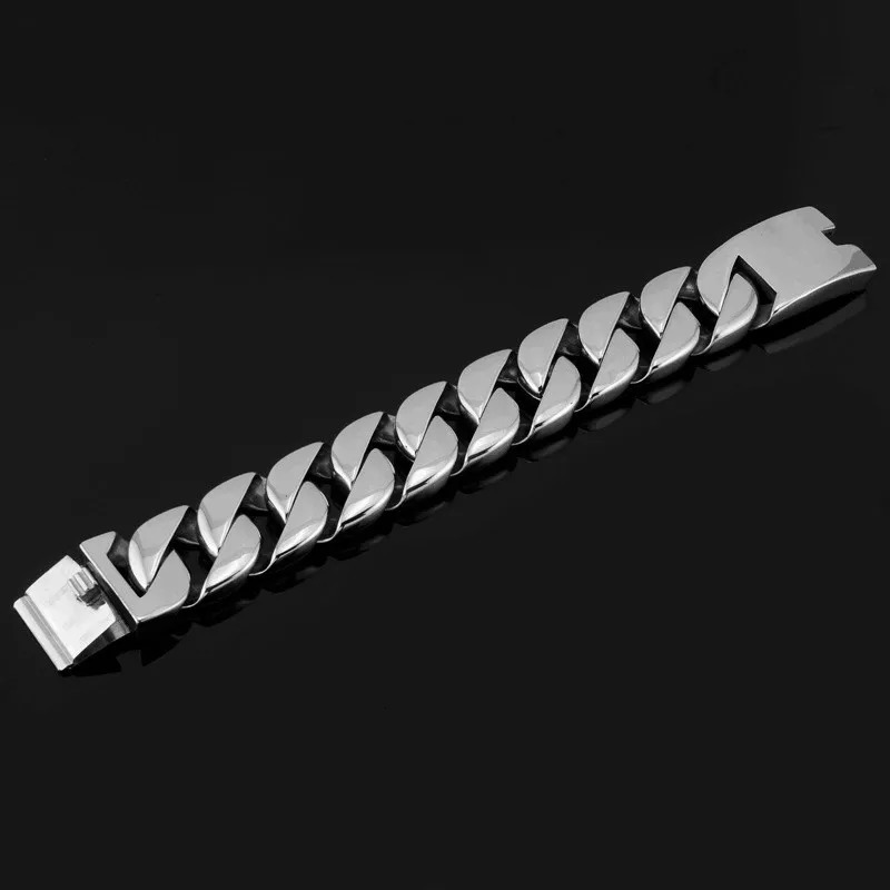 Chain Granny Chic Heavy Strong 12mm26mm Silver Color Gold Tone Curb Cuban Link Bracelet Bangle Jewelry for Hip Hop Cool Men 231016