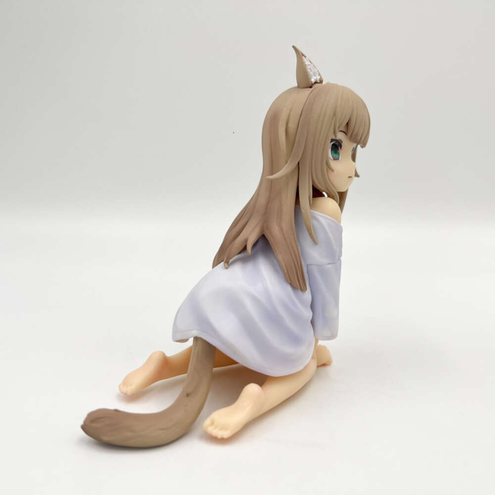 Finger Toys 12cm Golden Head My Cat is A Kawaii Girl Anime Figure Hobby Sakura Soybean Flour Sit and Eat Fish Collectible Model Doll Toys