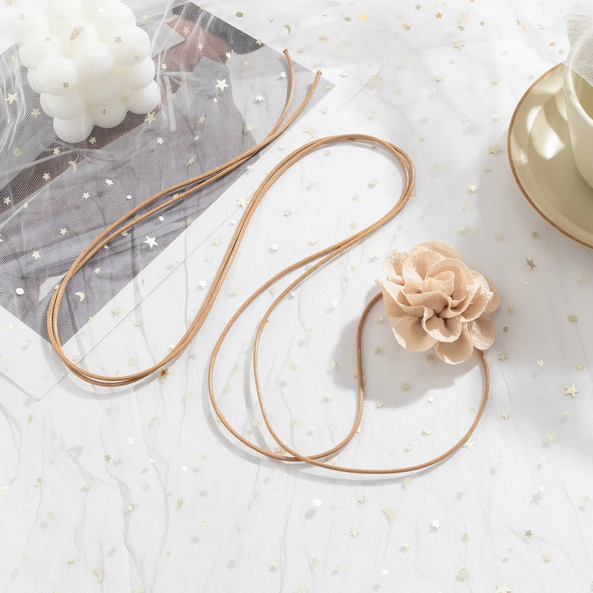 Chokers Elegant Long Rope Chain with Large Flower Choker Necklace for Women Trendy Charms Ladies 2023 Fashion Jewelry on Neck Decoration 231016