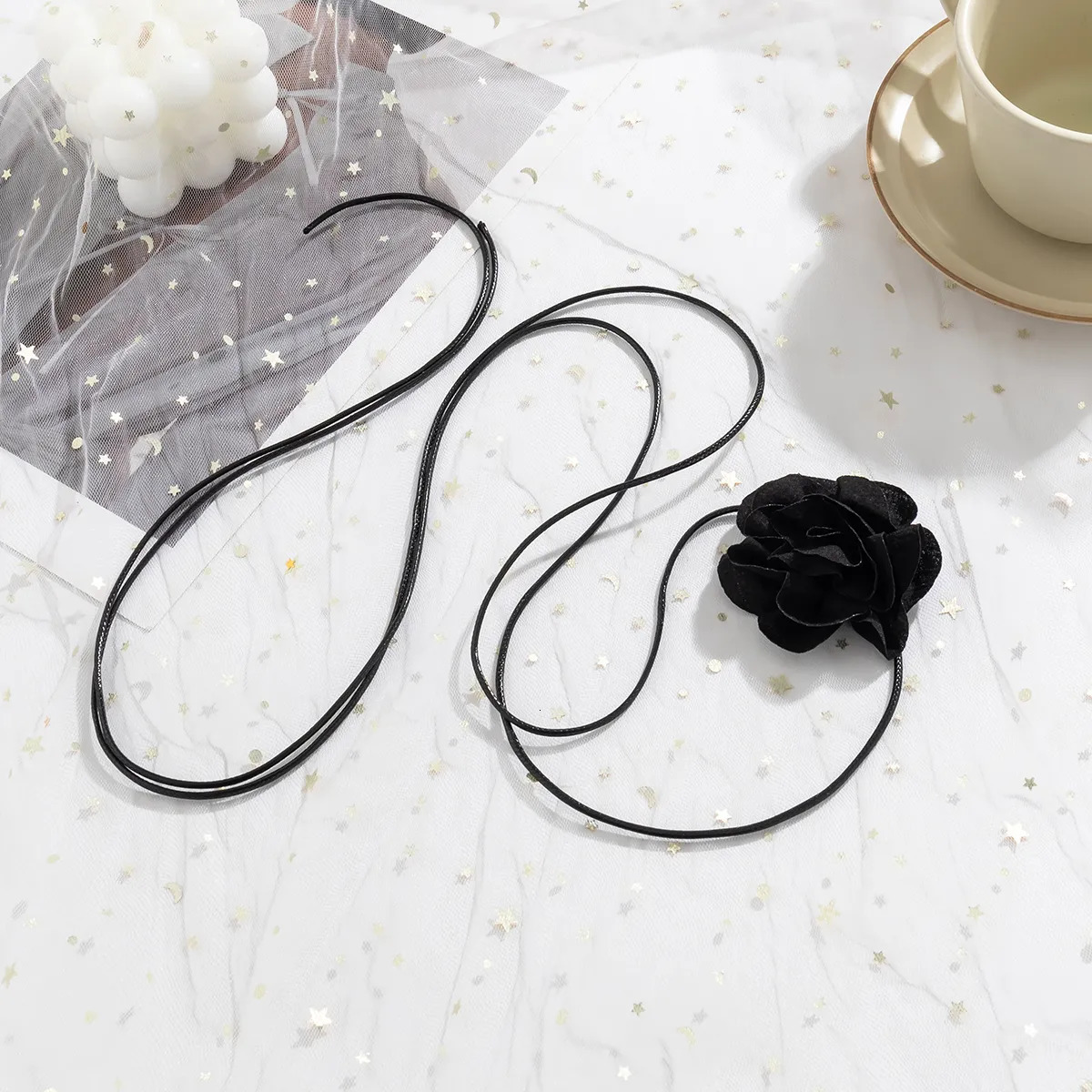 Chokers Elegant Long Rope Chain with Large Flower Choker Necklace for Women Trendy Charms Ladies 2023 Fashion Jewelry on Neck Decoration 231016