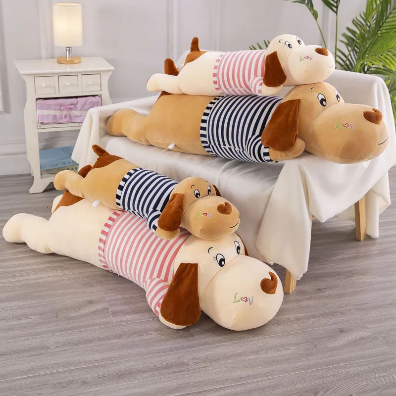 Plush Dolls 50-130cm Soft Body Couple Striped Big Dog Doll Stuffed Animal Home Decoration Sofa Pillow Children Girl Holiday Gift Toys 231016