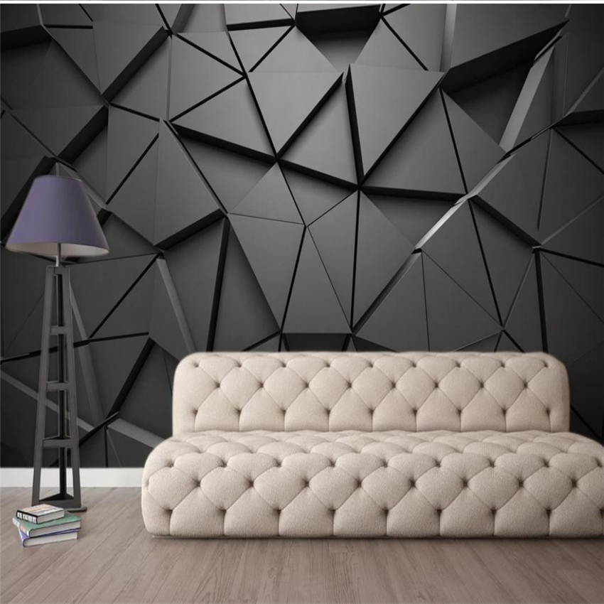 3d customized wallpaper 3D solid geometric wallpapers abstract gray triangle background living style wallpaper