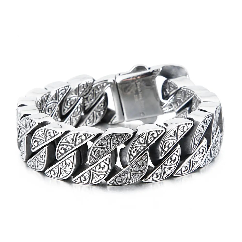 Chain 17mm y Cuba Bracelet For Men Stainless Steel 316L Cool Hand Thick Jewelry 231016