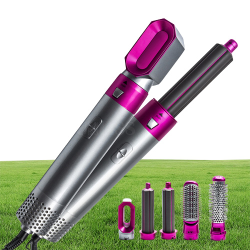 5in1 Air Styler Ceramic Hair Straightener Hair Dryer Brush Spinning For Volume And Soft Curls Waves Airbrush Salon Tool