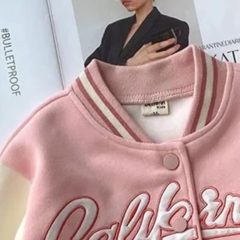 Jackets Fashion Baby Girl Cotton Jacket Infant Toddler Child Outwear Spring Autumn Baseball Uniform Casual Clothes Coat 210Y 231016