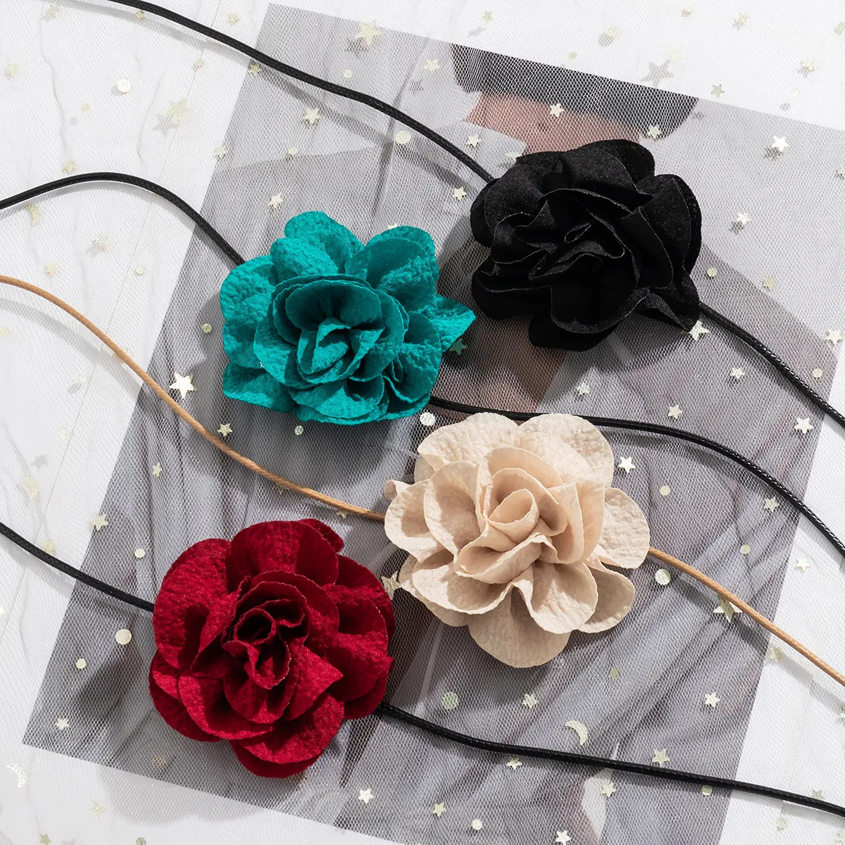 Chokers Elegant Long Rope Chain with Large Flower Choker Necklace for Women Trendy Charms Ladies 2023 Fashion Jewelry on Neck Decoration 231016