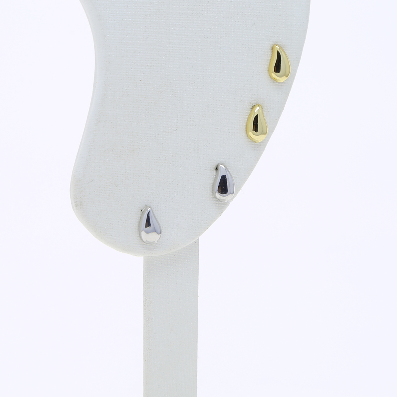 Gold Color Chunky Dome Water Drop Peas Shape Stud Earrings Mini Glossy High Polished Fashion Hip Hop Women Lady Festival Gift Jewelry