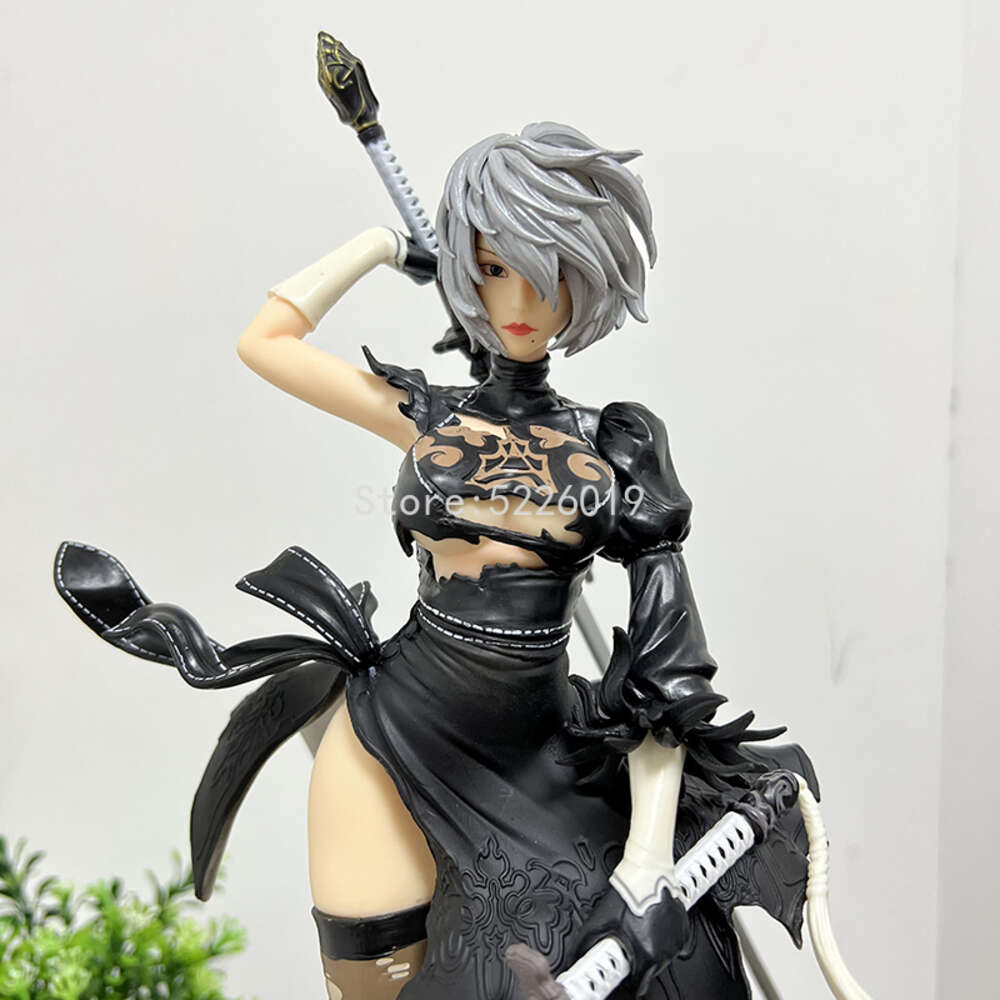 Finger Toys 33cm Nier Automata Anime Figure Yorha No.2 Type B Action Figure Automata Hunter 2b Two Head 2b Yorha Figurine Model Doll Gift