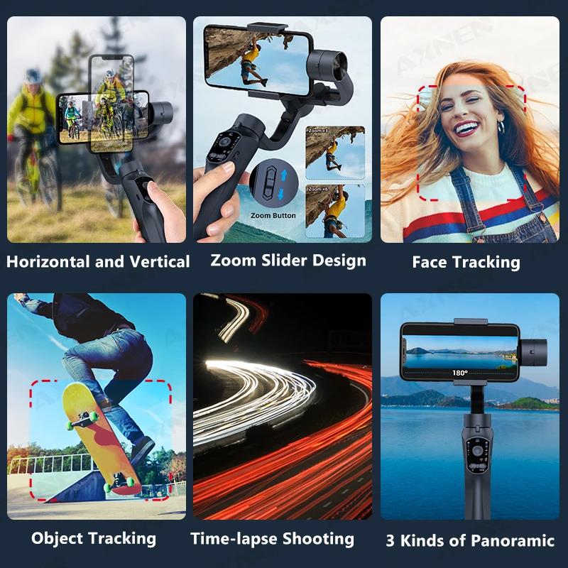 3-Axis Handheld Gimbal Smart Stabilizer Portable Stabilizer F10 Following FPV Cellphone Selfie Stick Monopod for Android Phone Vlog Anti Shake Video R