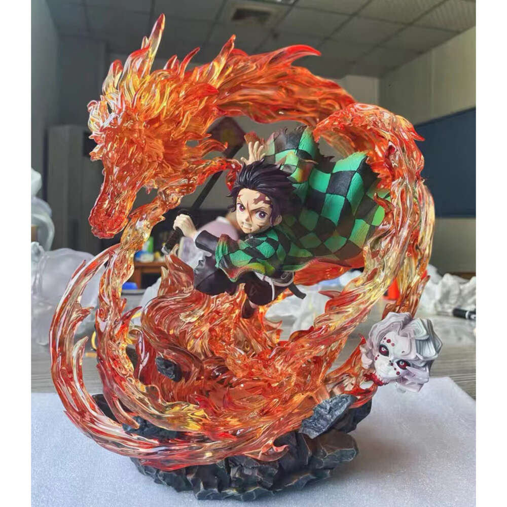 Finger Toys 30cm Demon Slayer Anime Figure Kimetsu No Yaiba Action Figure Gk Kamado Tanjirou Figurine Collection Model Doll Toys with Light