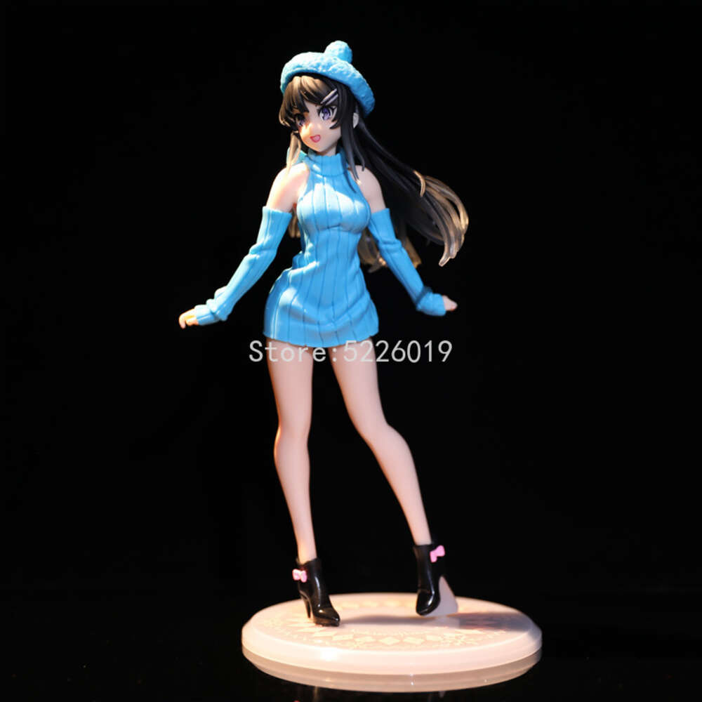 Finger Toys 22cm Rascal Does Not Dream of Bunny Girl Senpai Anime Figure Sakurima Mai Knit Dress Action Figure Bunny Girl Figurine Model