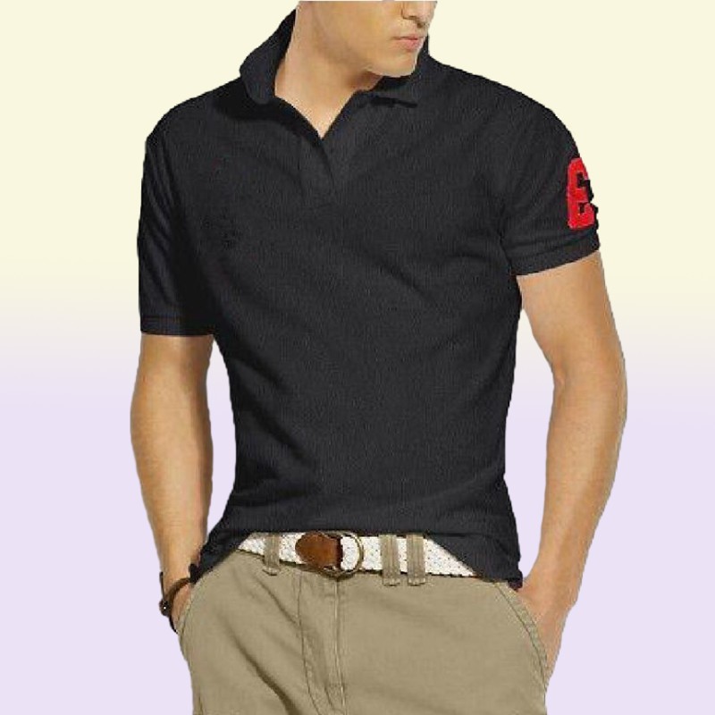 Summer Style Black Classic Brand Short Sleeve Polo Shirt Pure Color Casual Mens Lapel Top2004081