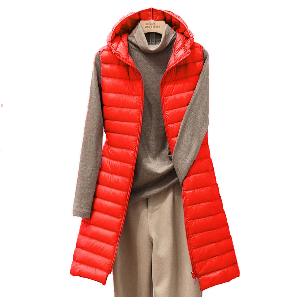 SEDUTMO Winter Plus Size 3XL Women Down Jackets Vest Long Ultra Light Duck Down Coat Autumn Puffer Waistcoat Slim Parkas ED506 210819