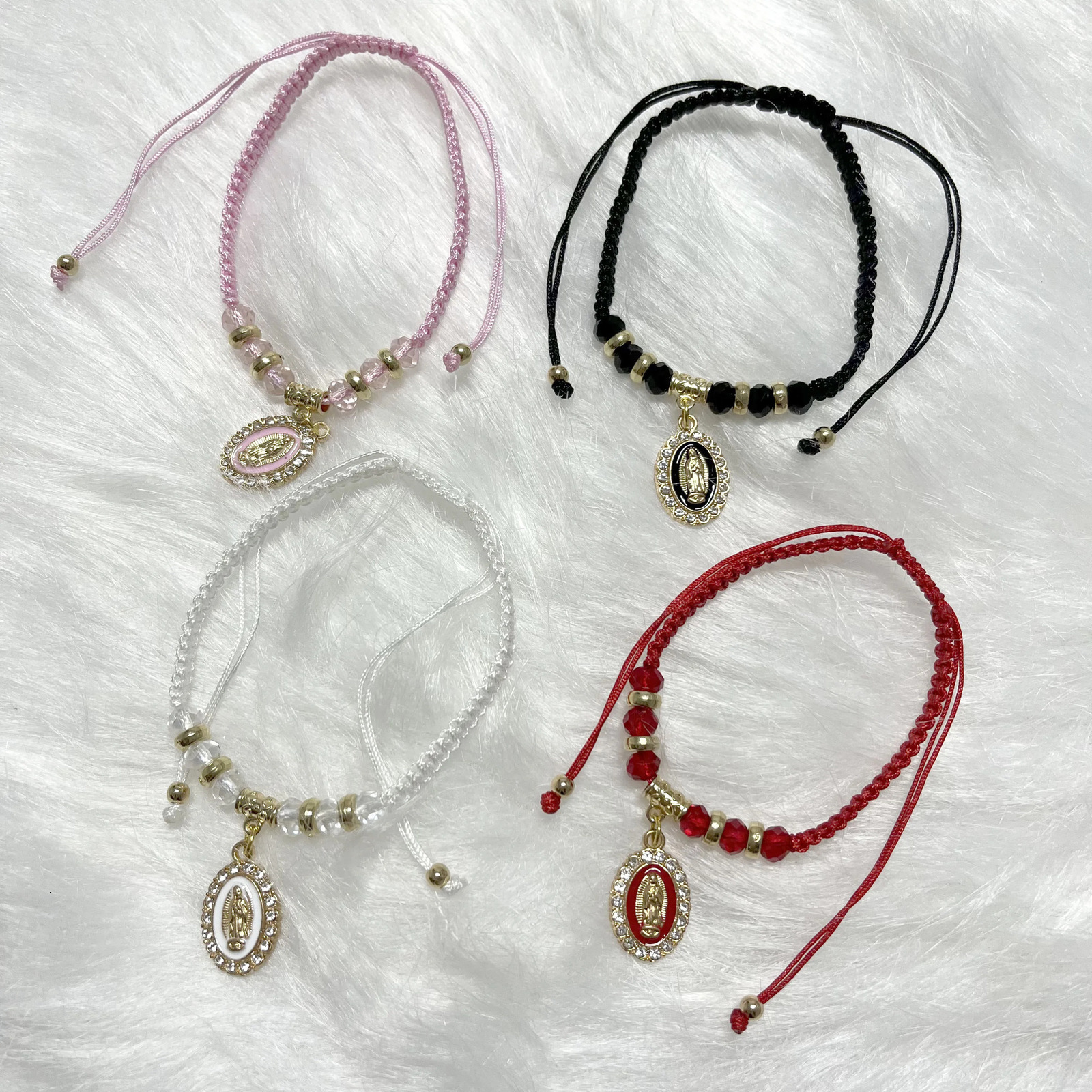 Chain 12 pcs our Lady of Guadalupe Virgin Knotted Adjustable Women's Bracelet Religious Available in a variety colors tochoose from 231016