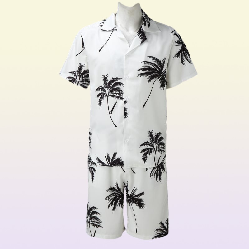 Men039s Tracksuits Printing National Style Hawaiian Mens Short Sleeve Set Summer Casual Floral Shirt Beach Two Piece Suit