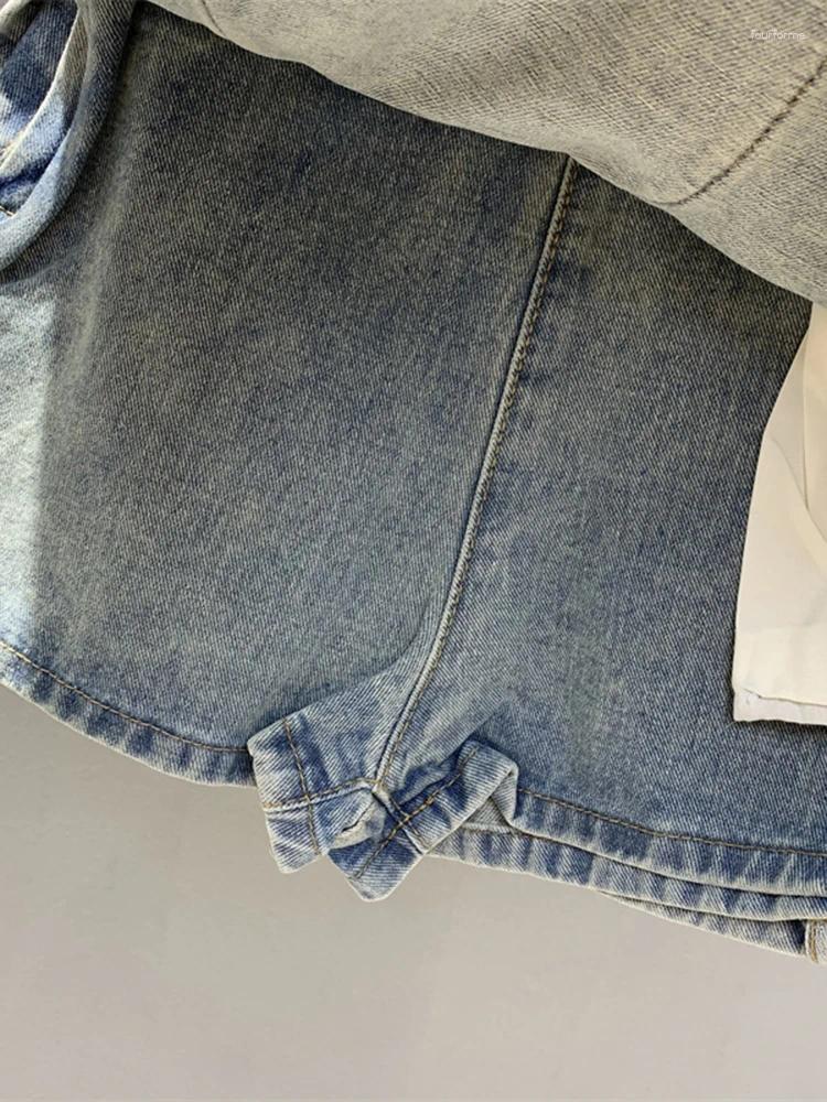 Skirts Fashion Women Denim Skirt High Waist Irregular Line A-line Solid Color Washed Mini Cotton Summer 2023 17A9628