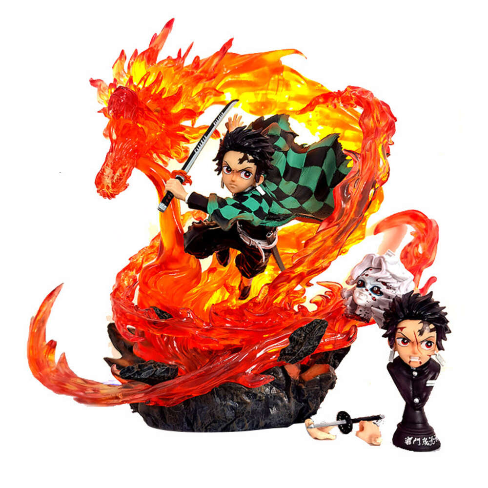 Finger Toys 30cm Demon Slayer Anime Figure Kimetsu No Yaiba Action Figure Gk Kamado Tanjirou Figurine Collection Model Doll Toys with Light