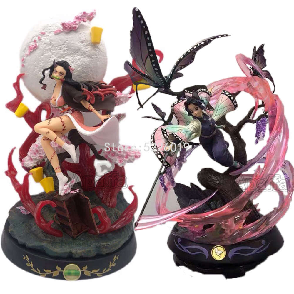 Finger Toys 36cm Kimetsu No Yaiba Anime Figure Gk Kamado Nezuko Kochou Shinobu Action Figure Demon Slayer Kochou Shinobu Figurine Model Toys