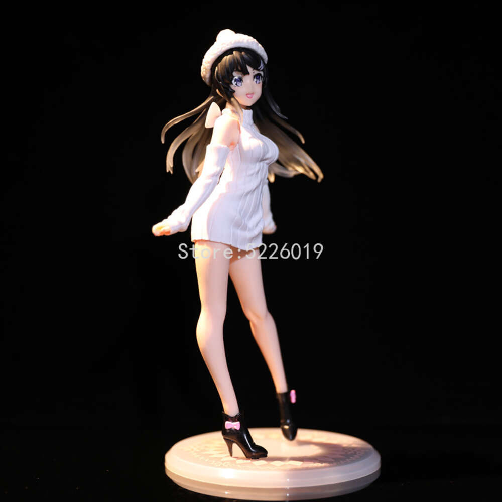 Finger Toys 22cm Rascal Does Not Dream of Bunny Girl Senpai Anime Figure Sakurima Mai Knit Dress Action Figure Bunny Girl Figurine Model