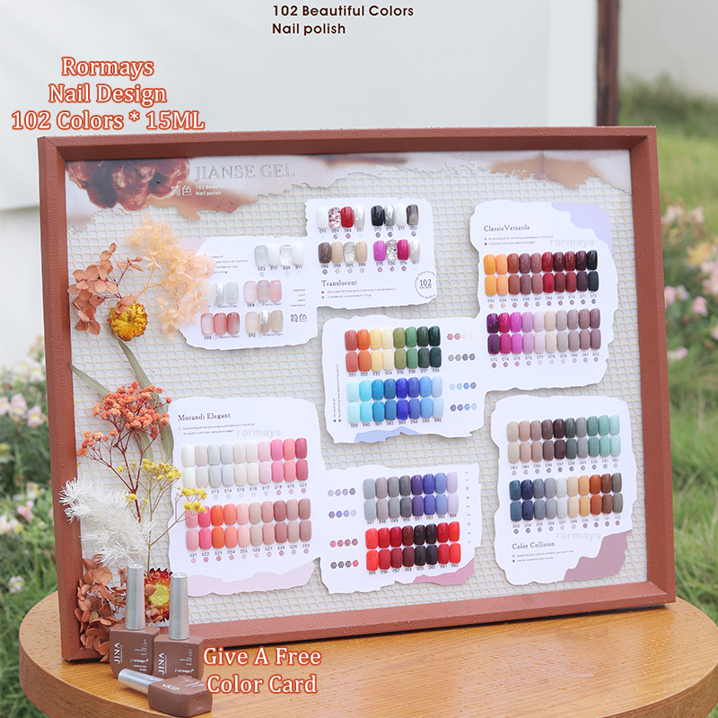 Rormays Autumn Winter 102 Color gel Polishing Set Caramel Mixed Semi Permanent Transparent Coating Color Transparent Shining UV LED Nail Design Factor