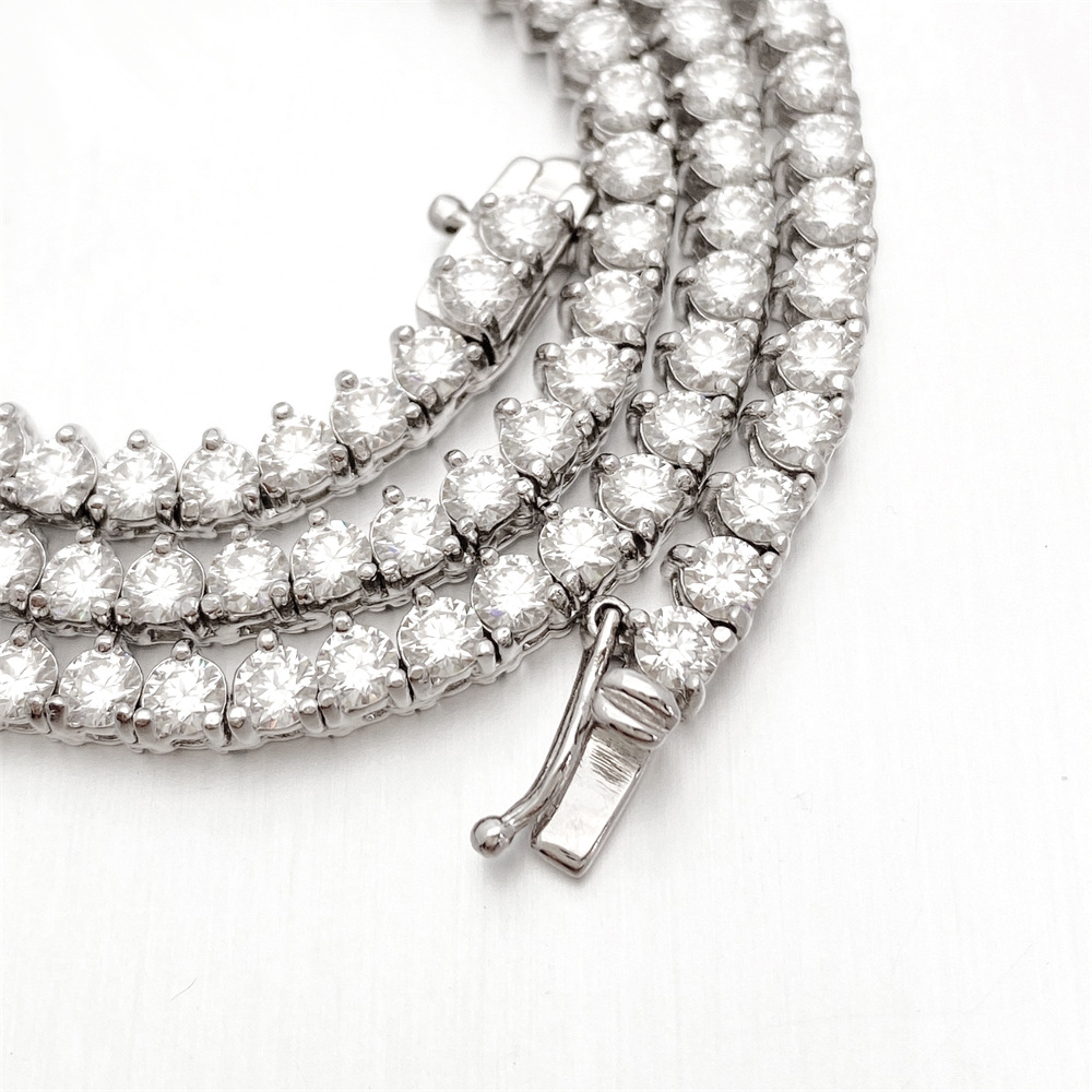tennis chain necklace designer for women stainless steel plated gold silver 3MM 4MM width inlaid 1 row diamond iced out chains link necklaces hip hop 