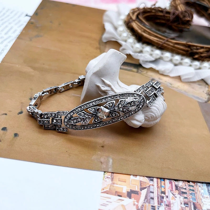 Chain Bracelet Vintage Linked Chains Crystal Jewelry For Women's Accessories Female Party Gift 231016