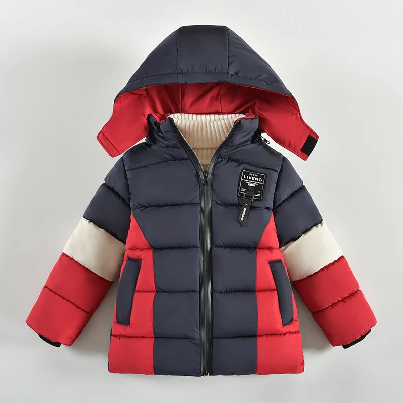 Jackets Winter Boys Thick Coat Cotton Clothes Teenager Plus Velvet Warm Kids Hooded Padded Parka Outerwear 25 Years 231013