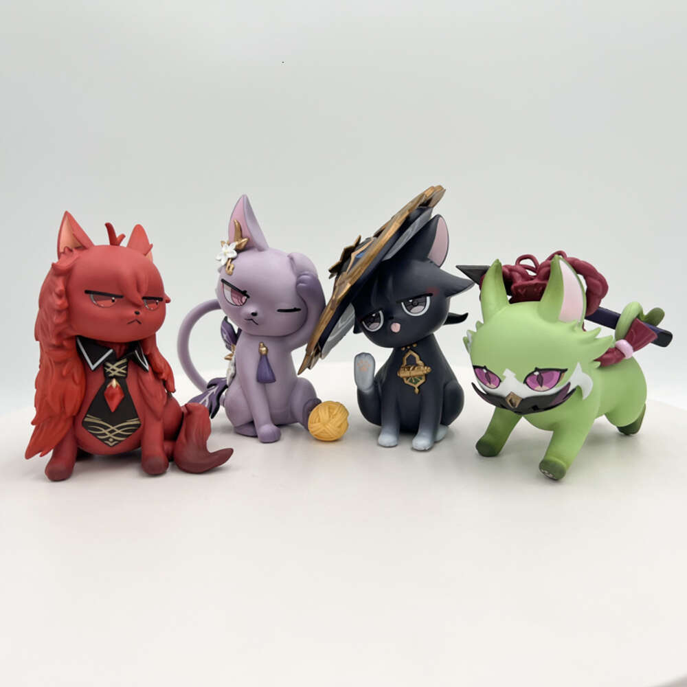 Finger Toys 11cm Cute Cat Genshin Impact Wanderer/balladeer Anime Figure Diluc Ragnvindr/keqing/kuki Shinobu Action Figure Adult Model Toys