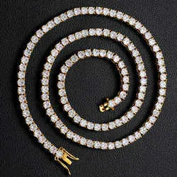 Gold Sier VVS Moissanite Iced Out Chains Dia Cluster Tennis Chain Necklace for Mens Womens 3mm 4mm 5mm