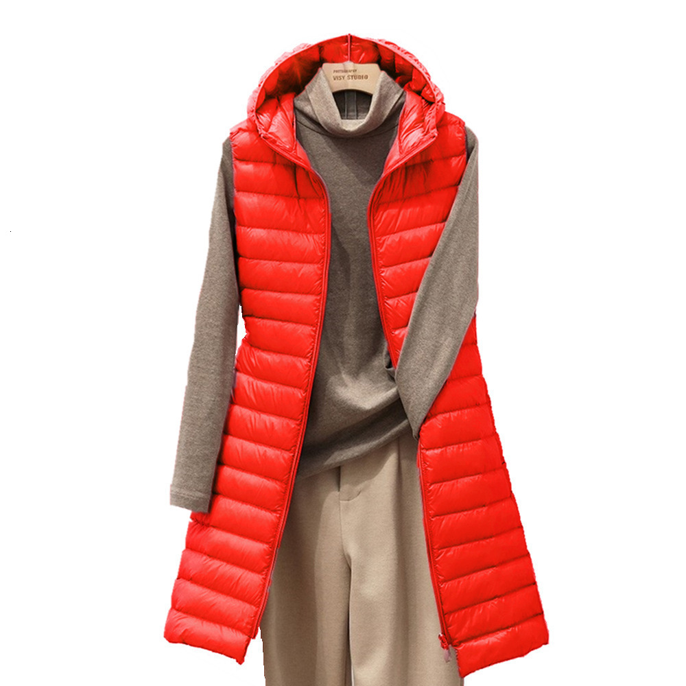 SEDUTMO Winter Plus Size 3XL Women Down Jackets Vest Long Ultra Light Duck Down Coat Autumn Puffer Waistcoat Slim Parkas ED506 210819