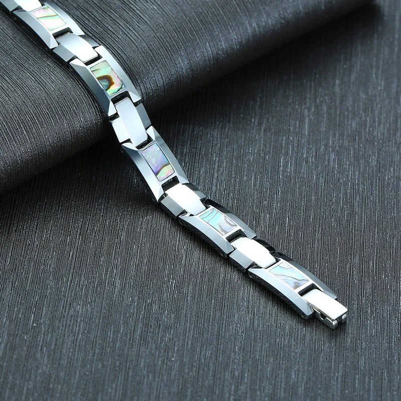 Chain Antiscrated Tungsten Bracelet Men Natural Shell Hematite Magnetic Health Energy Link Shiny Jewelry Male Christmas Gifts 231016