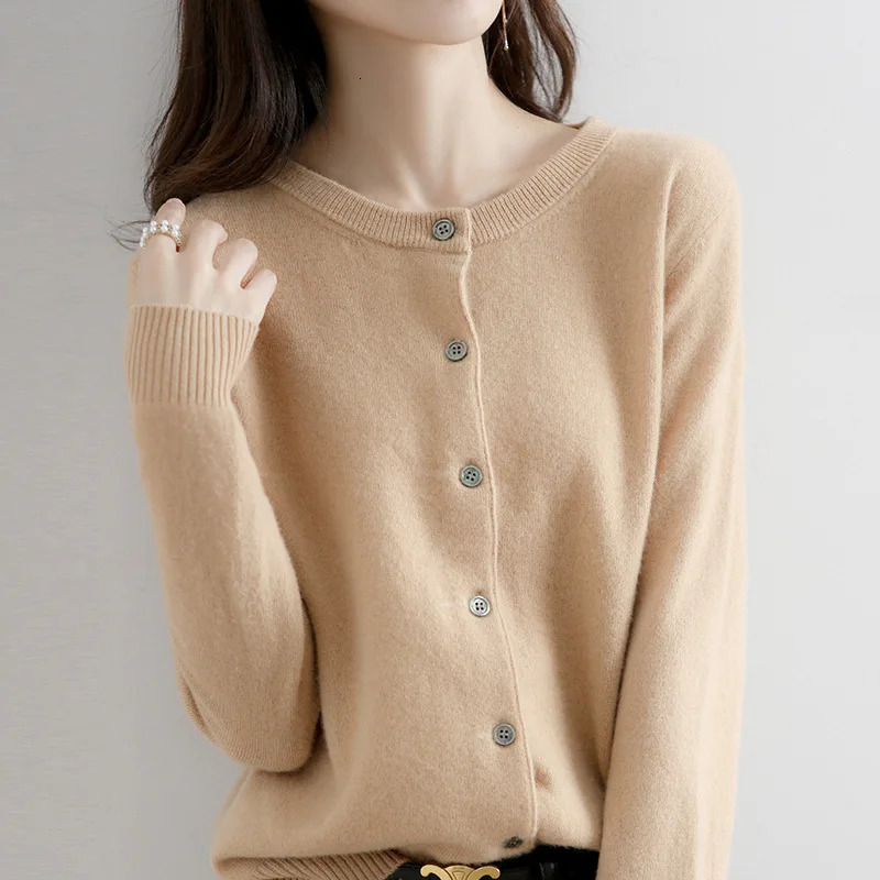 Womens Sweaters Pink Cardigan Crop Top Sweater Knit Round Neck Short Wool Jacket 231016