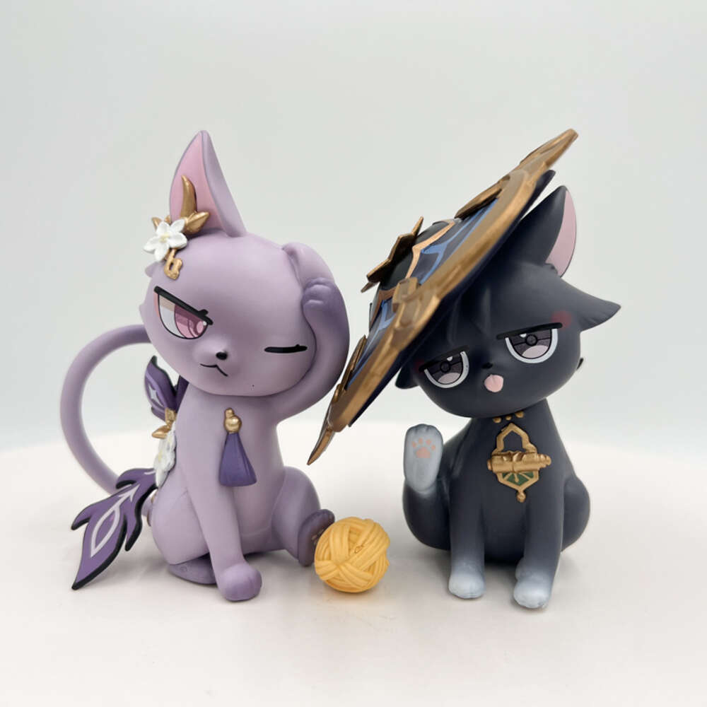 Finger Toys 11cm Cute Cat Genshin Impact Wanderer/balladeer Anime Figure Diluc Ragnvindr/keqing/kuki Shinobu Action Figure Adult Model Toys