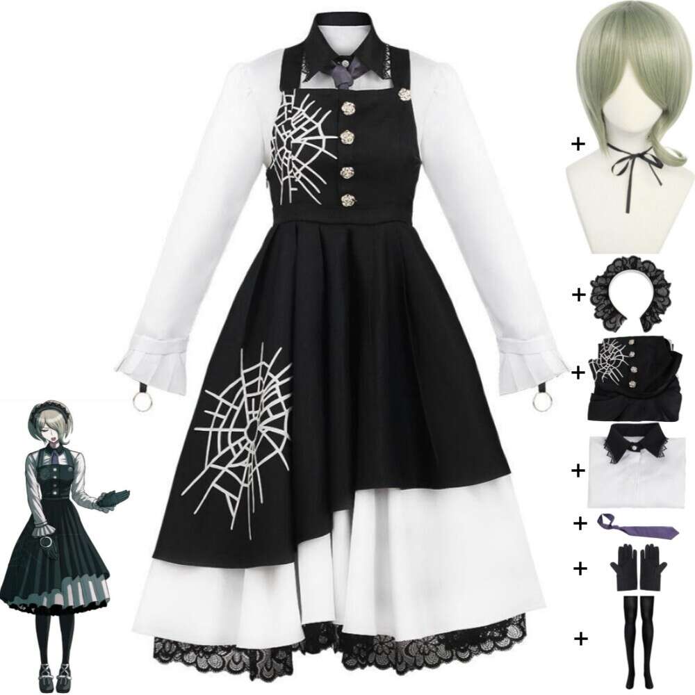 Juego de cosplay Tojo Kirumi Dangan Ronpa Danganronpa V Killing Harmony Disfraz de cosplay Peluca Anime Gothic Lolita Maid Dress Traje de Halloween