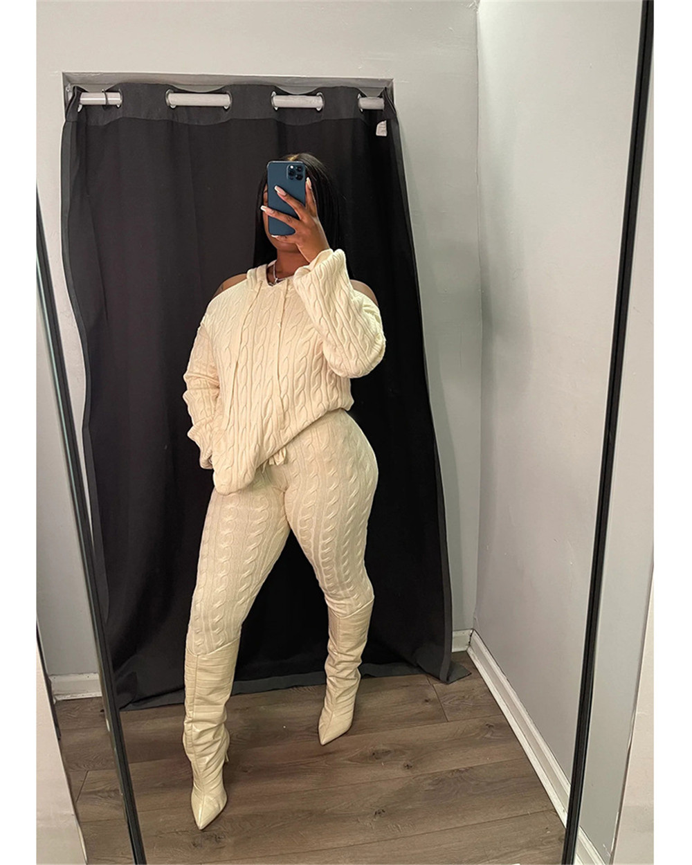 Designer Knitted Tracksuits Two Piece Sets Women Fall Winter Sweatsuits Long Sleeve Knitting Hooded Sweater Top and Pants Autumn Outfits Wholesale Clo