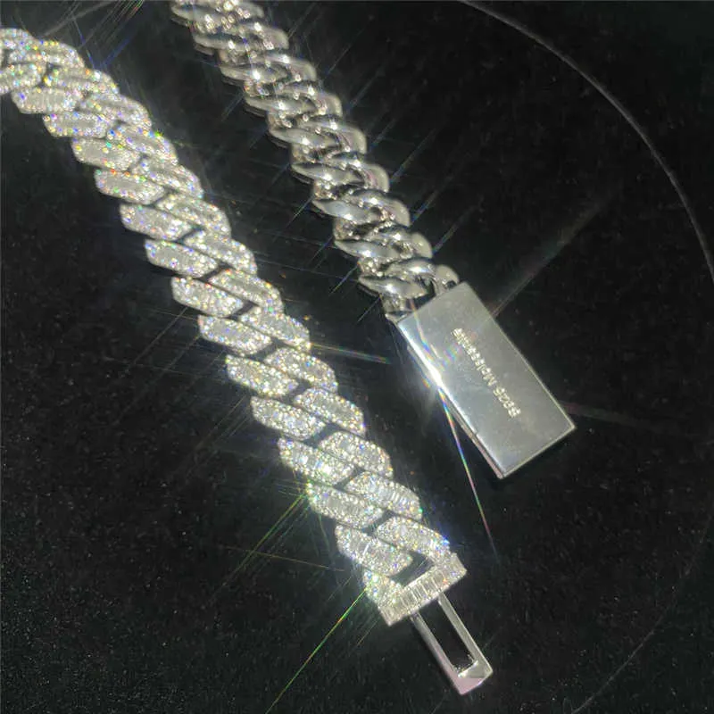 Iced Out Chains Hip Hop Jewelry Dia Men Gold Necklace Sier Fully VVS Moissanite Baguette Cuban Link Chain 20mm