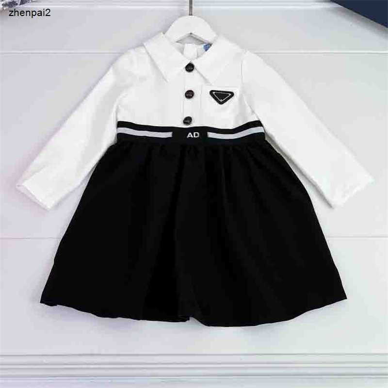 luxury Designer Baby Girls Dresses Childrens Classic Dress Casual Polo Neck Dress 2 Colors Antumn Clothes