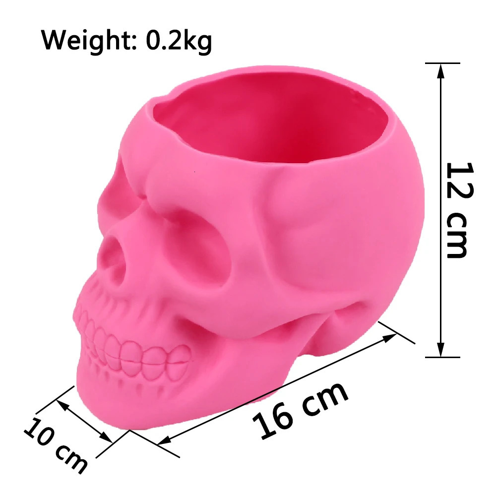 Halloween Toys Skull Makeup Brush Holder Gothic Spooky Decor Organizer Plant Flower Pot for Halloween Table Vanity Office Desk Pencil Storage 231016