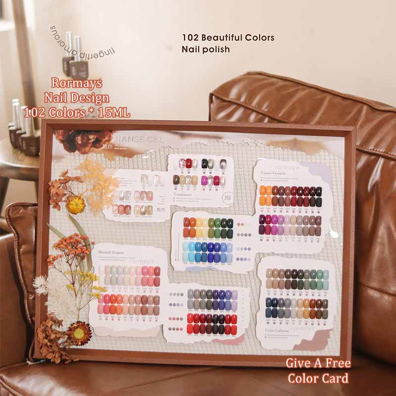 Rormays Autumn Winter 102 Color gel Polishing Set Caramel Mixed Semi Permanent Transparent Coating Color Transparent Shining UV LED Nail Design Factor