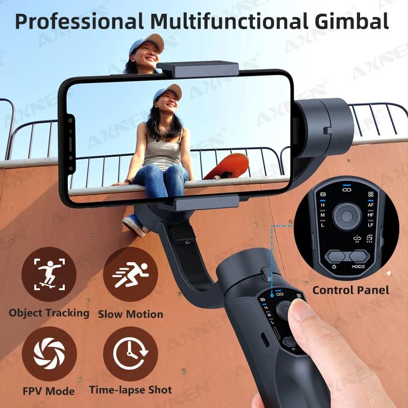 3-Axis Handheld Gimbal Smart Stabilizer Portable Stabilizer F10 Following FPV Cellphone Selfie Stick Monopod for Android Phone Vlog Anti Shake Video R