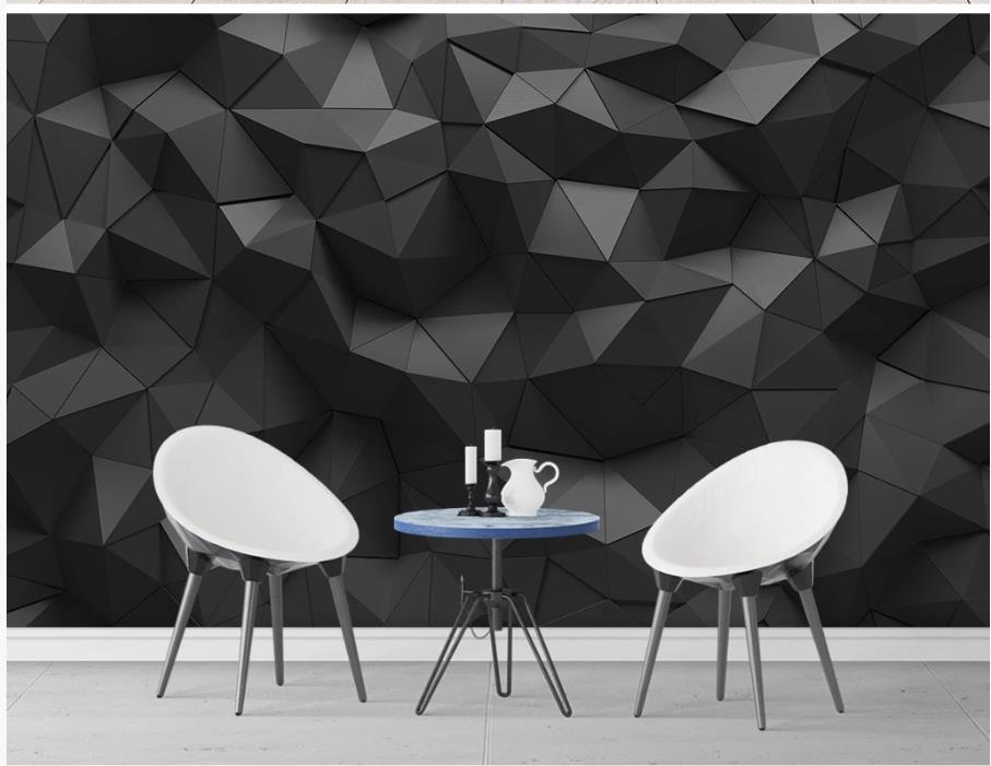 Simple black geometric wallpapers solid sofa tv background wall 3d stereoscopic wallpaper