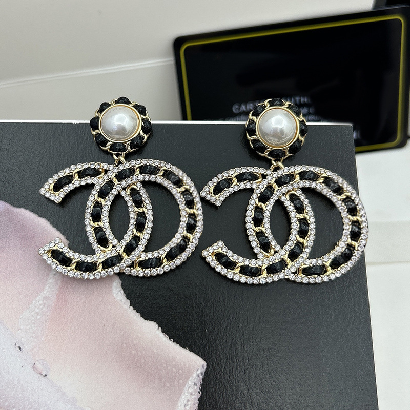 Fashion Brand C Letter Earring Black Leather Earrings Women Wedding Party Designer Jewelry