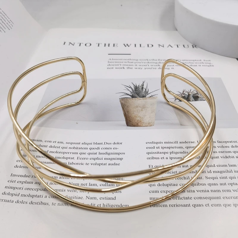 Chokers Punk Gold Silver Color Alloy Torques Choker Necklaces for Women Fashion Geometric Collar Dorado Necklace 231016
