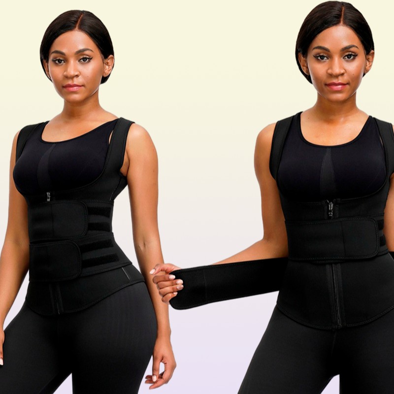 Women Waist Trainer Corset Zipper Hook Shapewear Double Control Body Shaper Tummy Fat Burning Waist Cincher342V