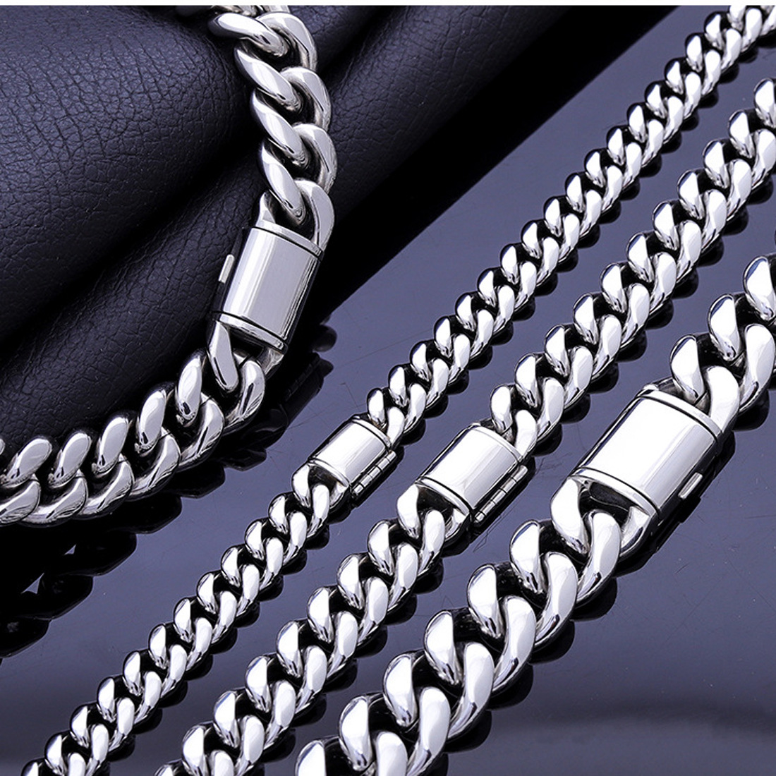 6mm-14mm Hip Hop Stainless Steel Miami Cuban Link Chain High Polished No Fade Mens Necklace Jewelry Accessories