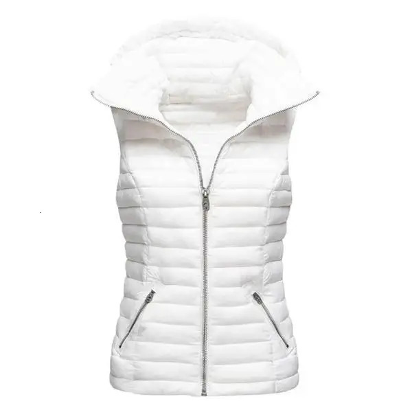 Women's Vests Womens Winter Thick Slim Vest Hooded Puffer Jackets Sleeveless Waistcoat Top Warm Coat 231016