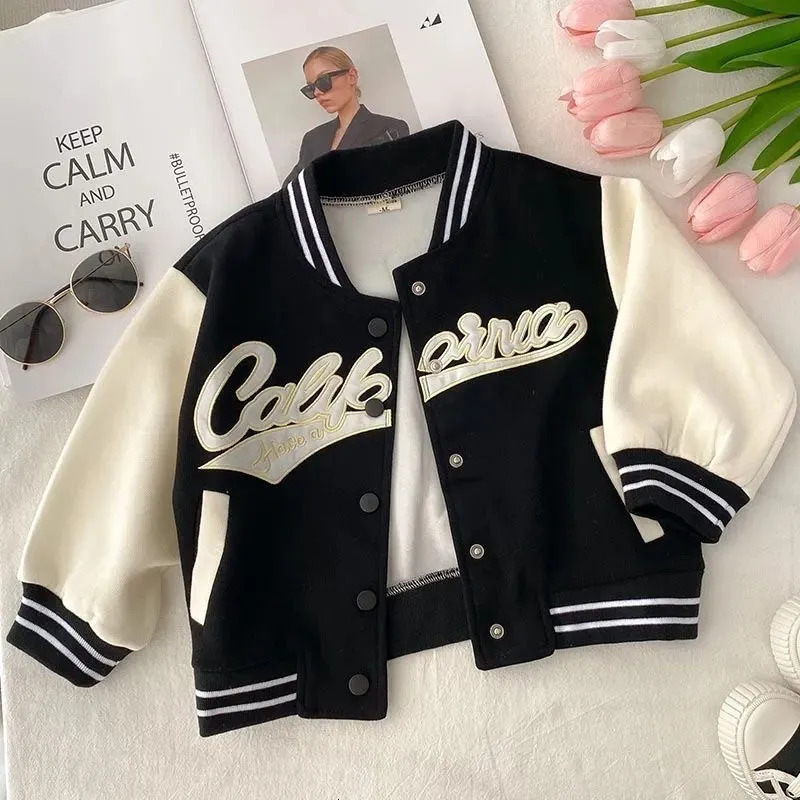 Jackets Fashion Baby Girl Cotton Jacket Infant Toddler Child Outwear Spring Autumn Baseball Uniform Casual Clothes Coat 210Y 231016