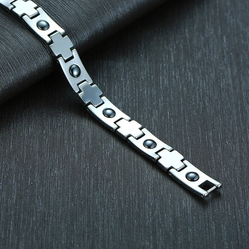 Chain Antiscrated Tungsten Bracelet Men Natural Shell Hematite Magnetic Health Energy Link Shiny Jewelry Male Christmas Gifts 231016