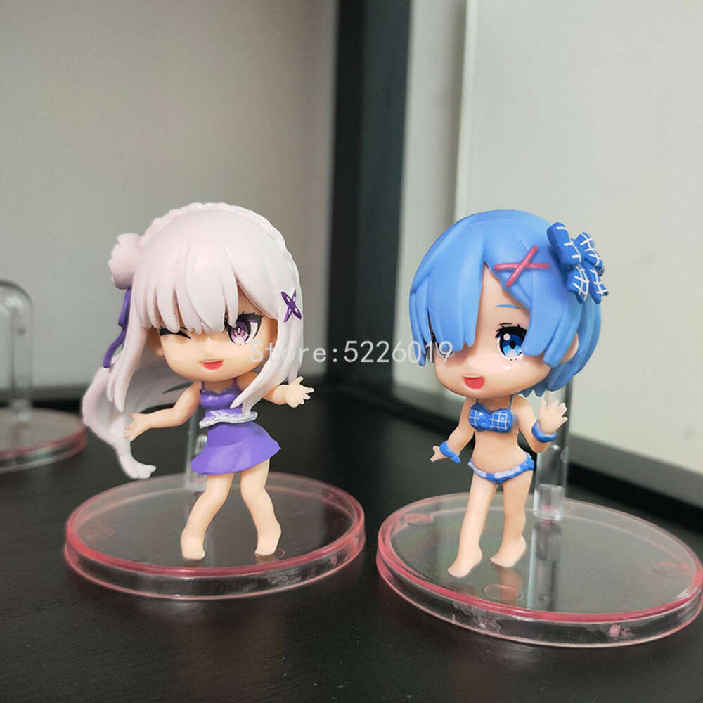 Finger Toys 2pcs Random Re:zero -starting Life in Another World Anime Figure Emilia Action Figure Rem Ram Figurine Collectible Model Doll
