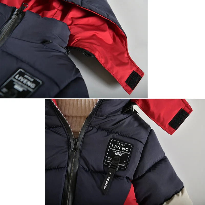 Jackets Winter Boys Thick Coat Cotton Clothes Teenager Plus Velvet Warm Kids Hooded Padded Parka Outerwear 25 Years 231013